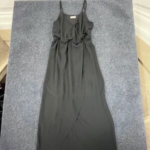 Lush Dress Womens Small Black Sleeveless Maxi Wrap Overlay Elegant Evening Gown